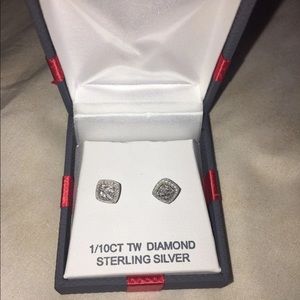Silver diamond earrings
